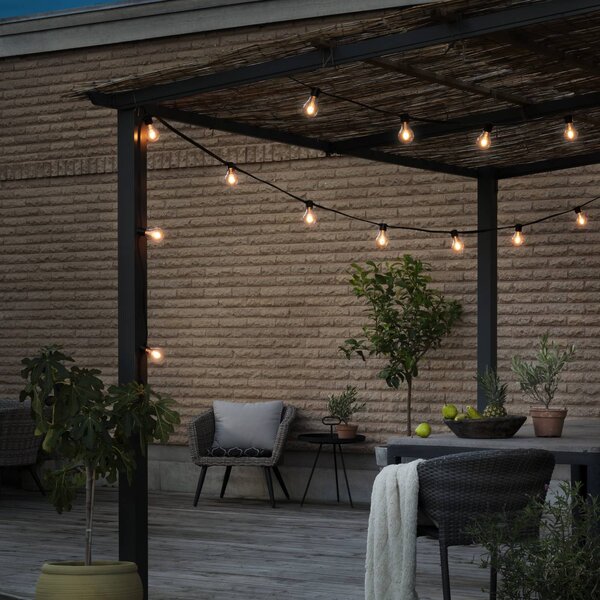 Konstsmide Christmas Ghirlanda luminosa LED solare da festa, 6,2 W, color ambra, IP44, 1800 K LED-Solar-Lichterkette Party, dimmerabile, Crema / Ambra, Plastica, Moderno