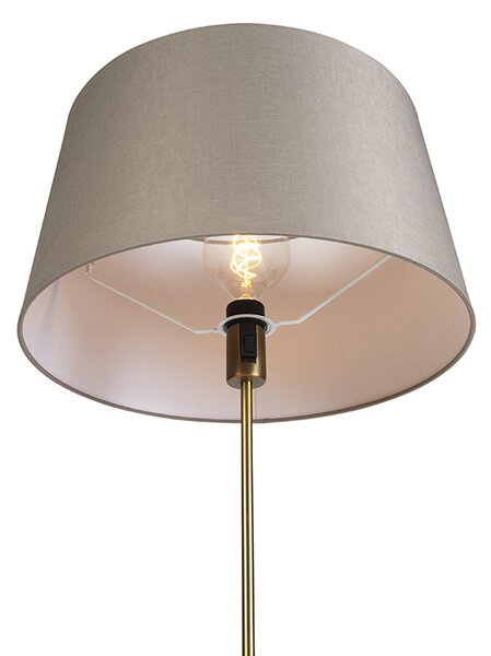 Lampada da terra in bronzo con paralume in lino color tortora 45 cm regolabile - Parte