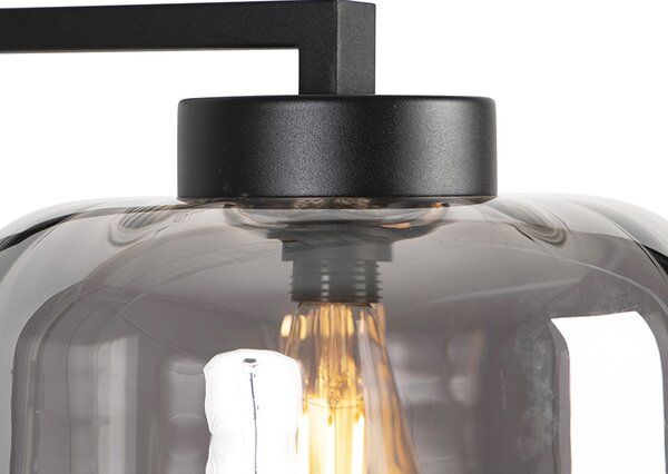 Lampada da terra di design nera con vetro fumé - Qara Down
