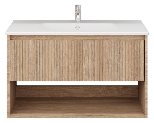 Kamalu mobile bagno cannettato 80 cm rovere chiaro | lac-iride-80