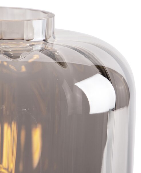 Lampada da tavolo di design nera con vetro fumé - Qara
