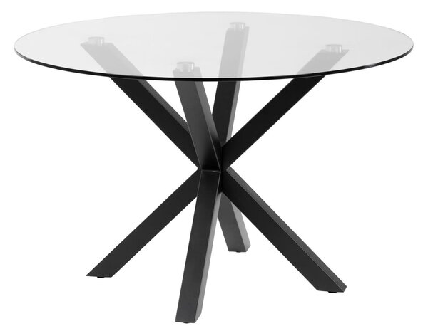 Tavolo tondo Full Argo in vetro e gambe in acciaio finitura nera Ø 119 cm