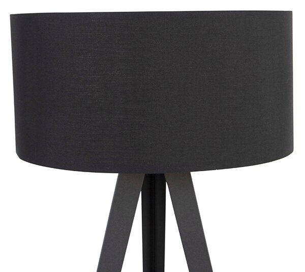 Lampada da terra nera con paralume nero e interno oro - Ilse