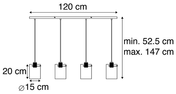 Lampada a sospensione intelligente nera con vetro fumé incl.4 Wifi ST64 - Cupola