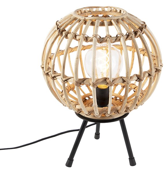 Atmosphera Lampada Da Terra Treppiede In Bambù - Modello Runo H146 - Colore Avorio - Altezza 146 Cm - Attacco E27