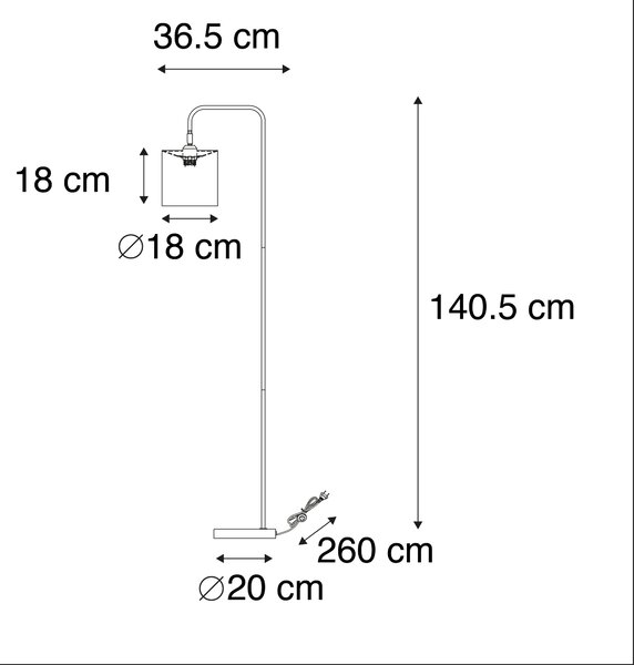 Lampada da Terra Moderna Nera con Paralume - Lofty