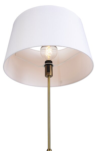 Lampada da terra in bronzo con paralume in lino bianco 45 cm regolabile - Parte