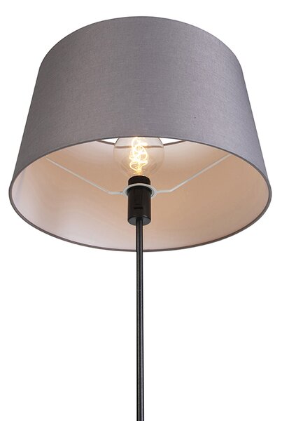 Lampada da terra nera con paralume in lino grigio scuro 45 cm - Parte