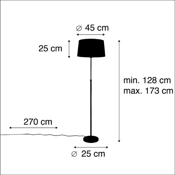 Lampada da terra nera con paralume in lino nero 45 cm regolabile - Parte