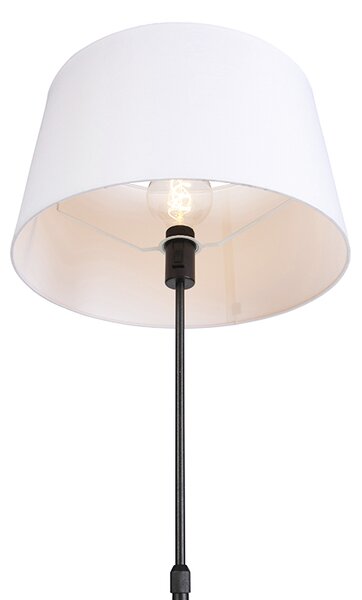Lampada da terra nera con paralume in lino bianco 45 cm regolabile - Parte