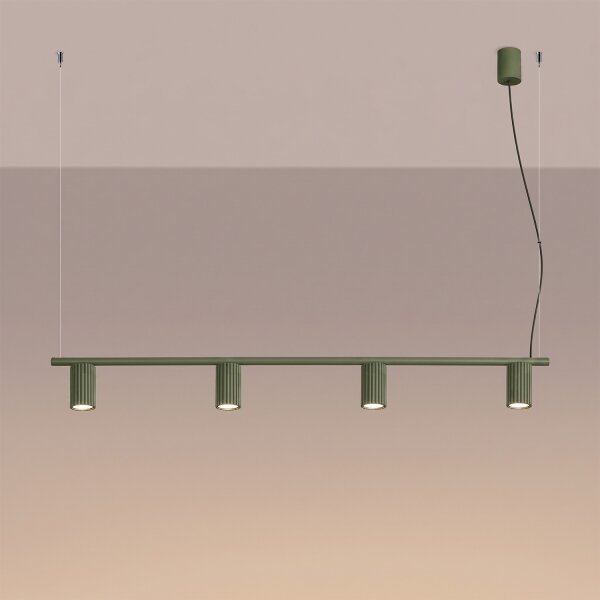 Sollux SL.2714 - Lampadario a cavo KARBON 4xGU10/10W/230V verde