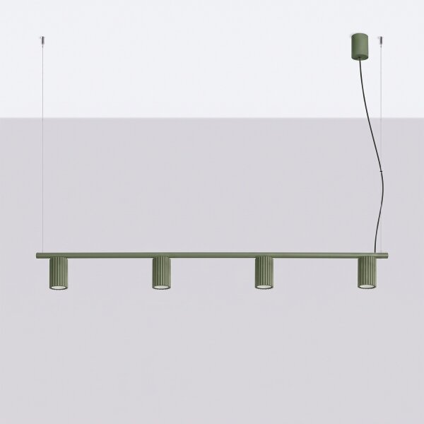 Sollux SL.2714 - Lampadario a cavo KARBON 4xGU10/10W/230V verde