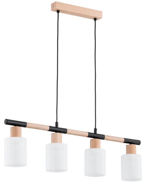 Lampada a sospensione DELLA in legno chiaro, nero e bianco, 4xE27x15W, legno, dimensioni: 85x10x77 cm, IP20, Alfa