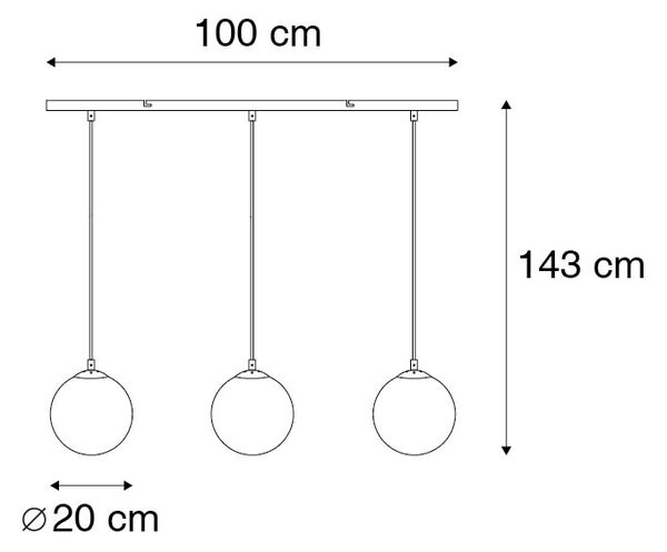 Lampada a sospensione Art Déco in ottone con vetro rosa 3 luci - Pallon
