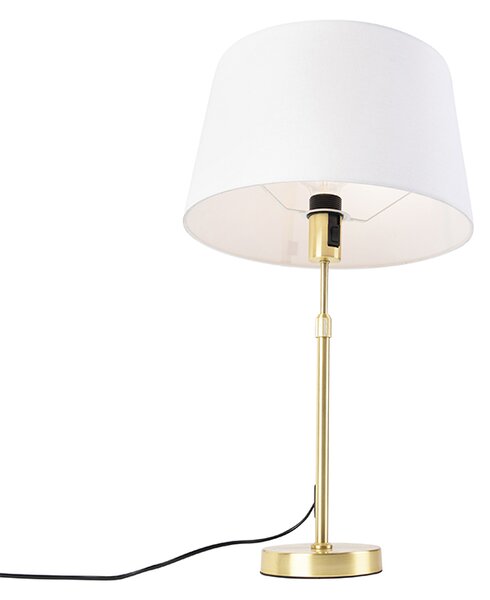 Lampada da tavolo oro / ottone con paralume in lino bianco 35 cm - Parte