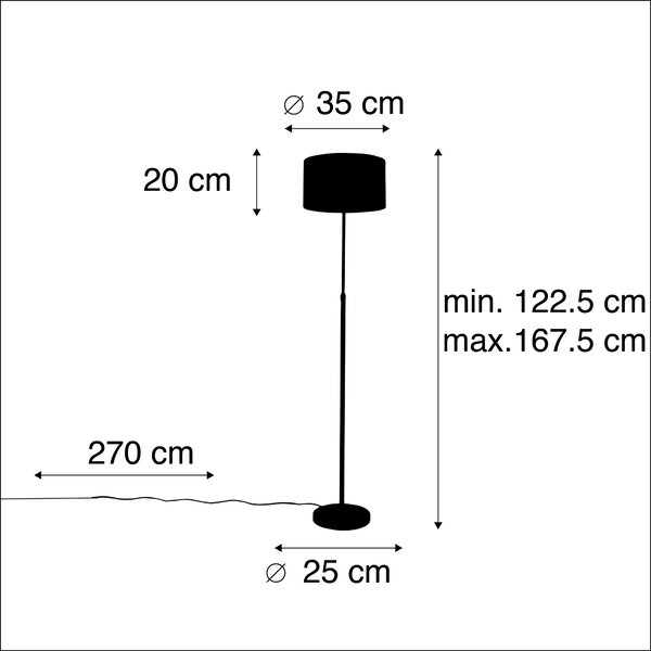 Lampada da terra nera con paralume in velluto nero con oro 35 cm - Parte