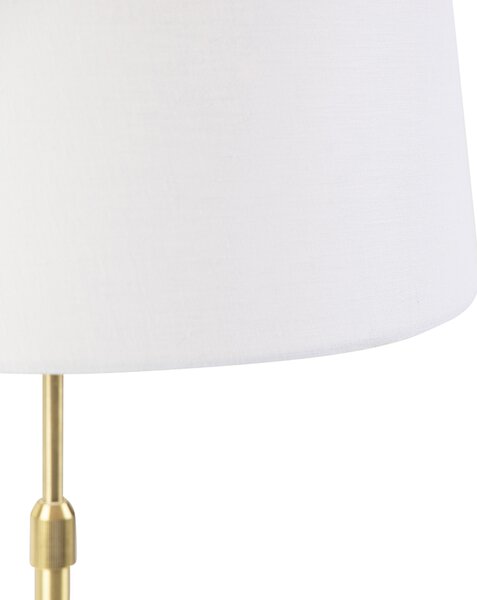 Lampada da tavolo oro / ottone con paralume in lino bianco 35 cm - Parte