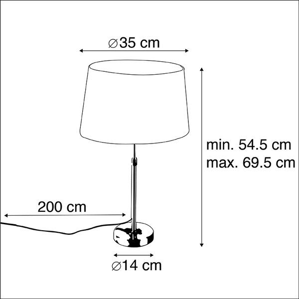 Lampada da tavolo oro/ottone con paralume in lino nero 35 cm - Parte