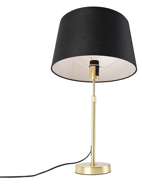 Lampada da tavolo oro/ottone con paralume in lino nero 35 cm - Parte