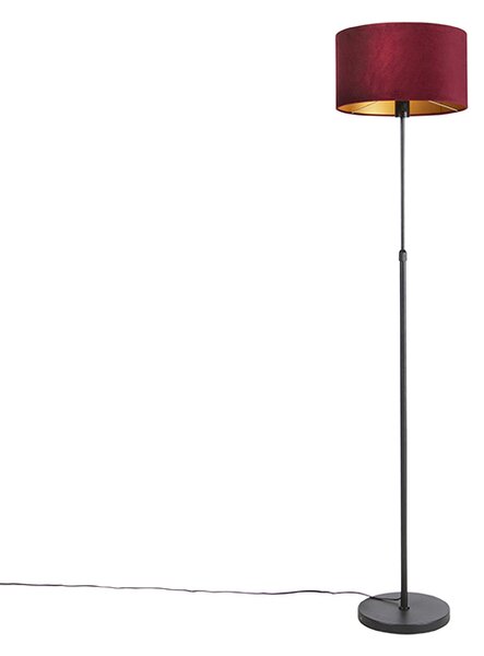 Lampada da terra nera con paralume in velluto rosso e oro 35 cm - Parte