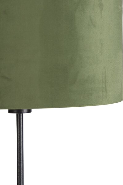 Lampada da terra nera paralume velluto verde oro 35 cm - PARTE