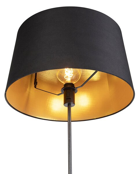 Lampada da terra nera con paralume nero 45 cm regolabile - Parte