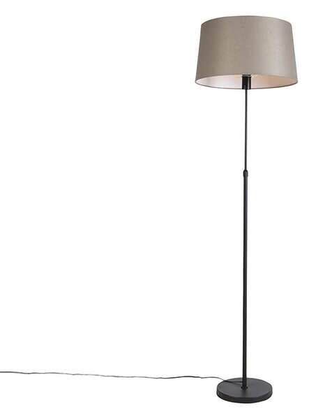 Lampada da terra nera con paralume in lino color tortora 45 cm regolabile - Parte