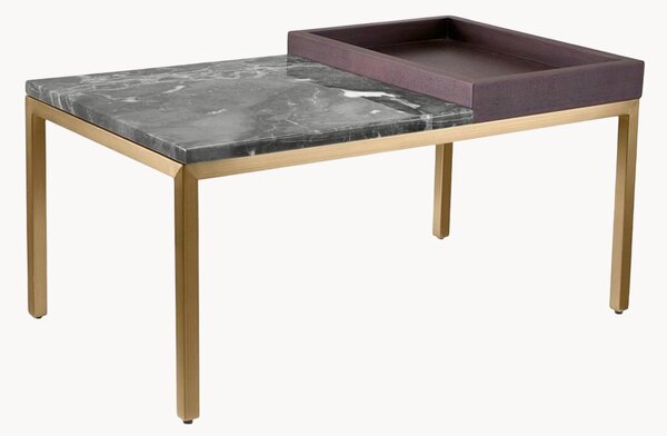 Tavolino da salotto con piano in marmo e vassoio in legno Forma