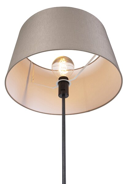 Lampada da terra nera con paralume in lino color tortora 45 cm regolabile - Parte