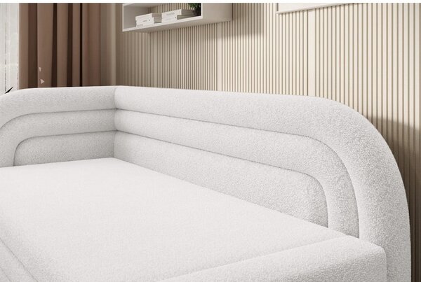 Divano color crema allungabile/con contenitore con penisola a sinistra e rivestimento in bouclé 223 cm Fabillo – ELTAP