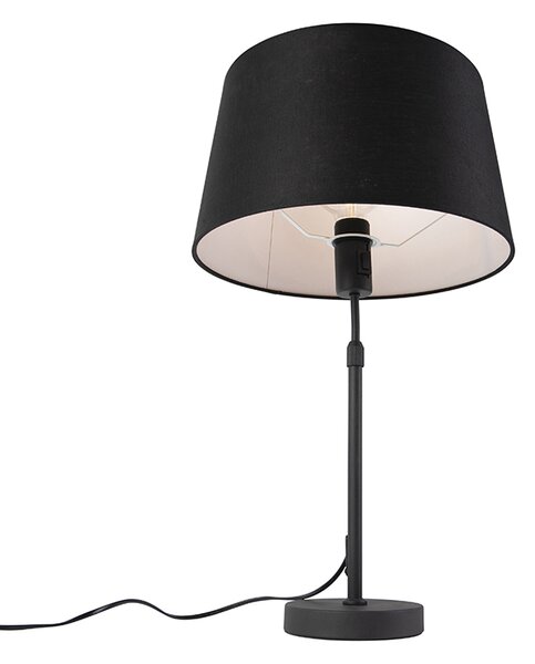 Lampada da tavolo nera con paralume in lino nero 35 cm regolabile - Parte