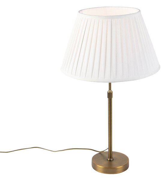 Lampada da tavolo in bronzo con paralume plissettato bianco 35 cm - Parte
