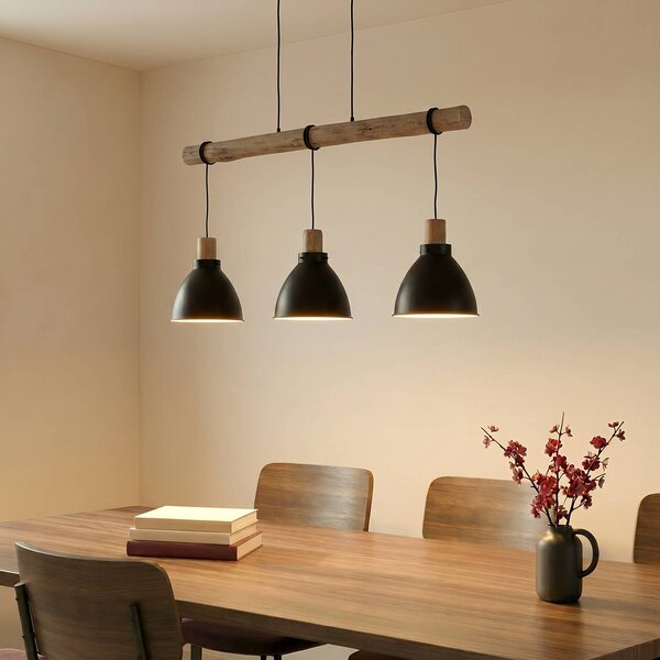 Lampada a sospensione Trebale Lindby, dimmerabile, Nero, Soggiorno / Sala da pranzo, Metallo, Scandinavo, Lampada a sospensione