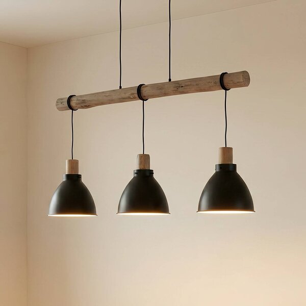 Lampada a sospensione Trebale Lindby, dimmerabile, Nero, Soggiorno / Sala da pranzo, Metallo, Scandinavo, Lampada a sospensione