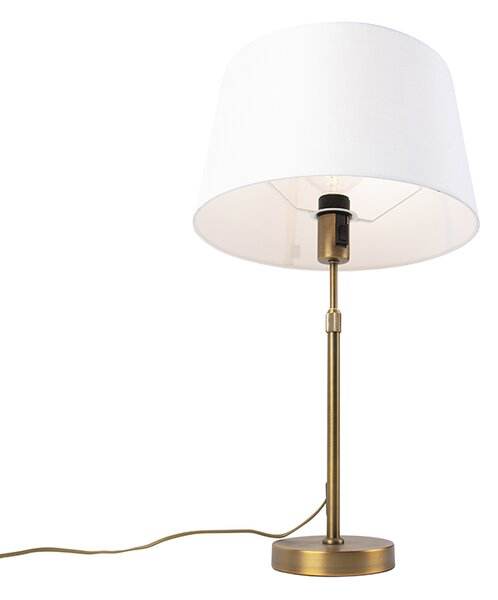 Lampada da tavolo in bronzo con paralume in lino bianco 35 cm - Parte