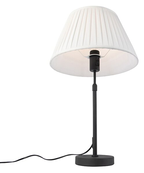 Lampada da tavolo nera con paralume plissettato crema 35 cm regolabile - Parte