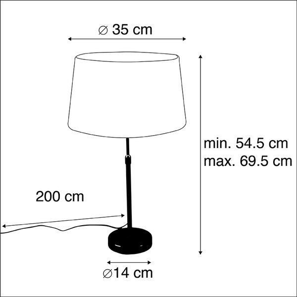 Lampada da tavolo nera con paralume in lino bianco 35 cm regolabile - Parte