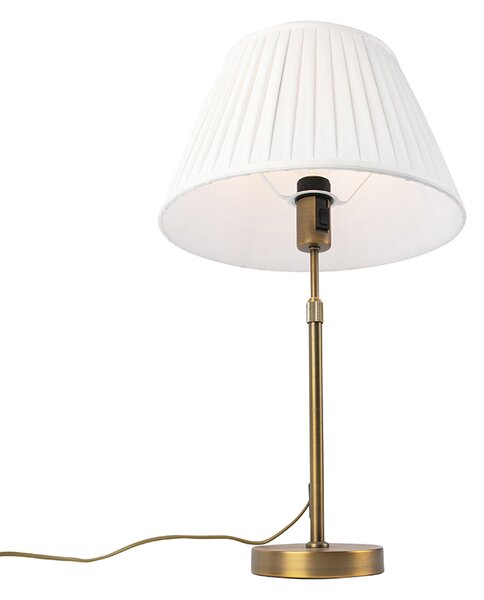 Lampada da tavolo in bronzo con paralume plissettato bianco 35 cm - Parte