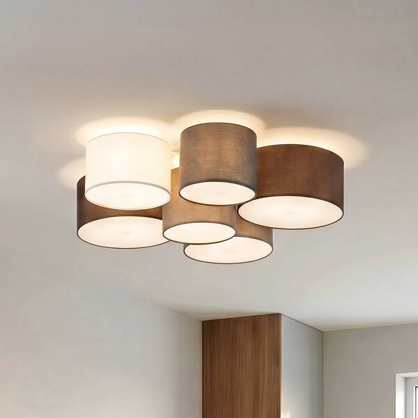 Plafoniera soffitto Laurenz Lindby, dimmerabile, Alluminio / Grigio / Zincato, Soggiorno / Sala da pranzo, Tessuto / Stoffa / Seta, Moderno, Plafoniera