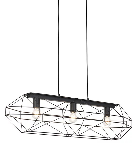 Lampada a sospensione industriale nera 3 luci - Carcass