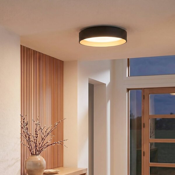 Plafoniera a LED Gracjan Lindby, dimmerabile, Nero, Soggiorno / Sala da pranzo, Plastica, Moderno, Plafoniera LED