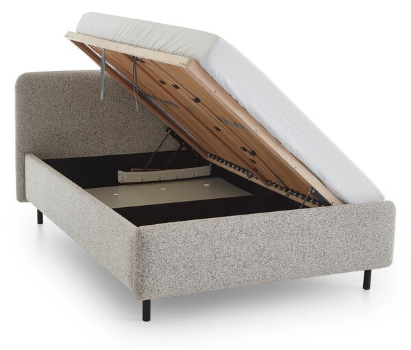 Letto matrimoniale imbottito beige con contenitore con rete inclusa 140x200 cm Primo – Meise Möbel