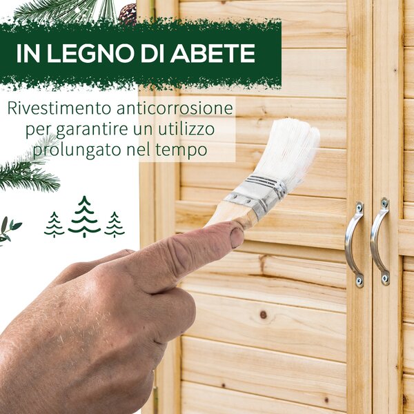 Outsunny Armadietto da Esterno a 2 Ripiani in Legno di Abete con Design Rialzato e 2 Ante, 83x40x92 cm|Aosom