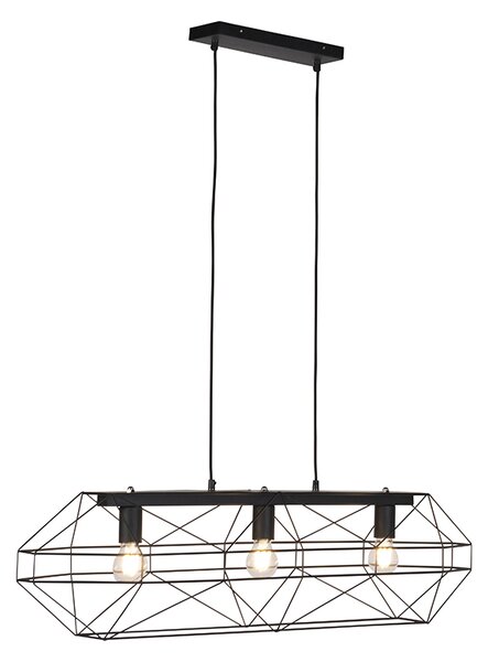 Lampada a sospensione industriale nera 3 luci - Carcass