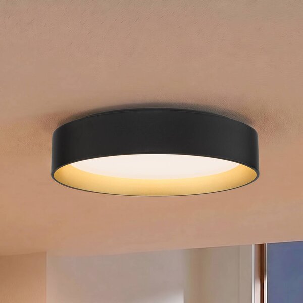 Plafoniera a LED Gracjan Lindby, dimmerabile, Nero, Soggiorno / Sala da pranzo, Plastica, Moderno, Plafoniera LED
