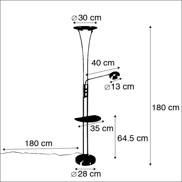 Lampada da terra acciaio braccio lettura LED e USB - SEVILLA