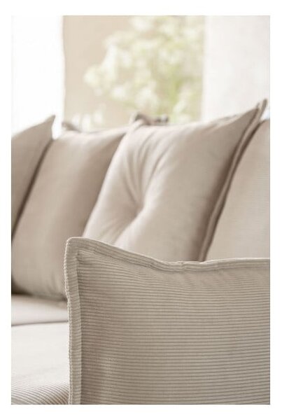 Divano letto angolare in velluto a coste beige (variabile) Lazy Lukka - Miuform