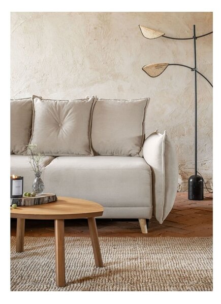 Divano letto angolare in velluto a coste beige (variabile) Lazy Lukka - Miuform