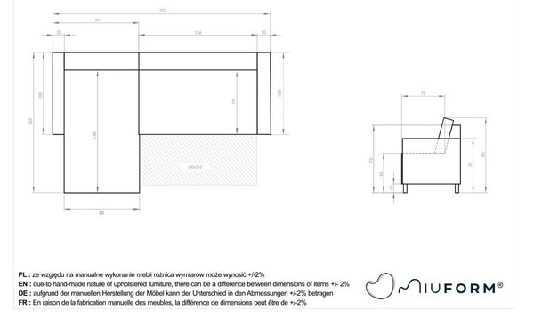 Divano letto angolare in velluto a coste beige (variabile) Lazy Lukka - Miuform