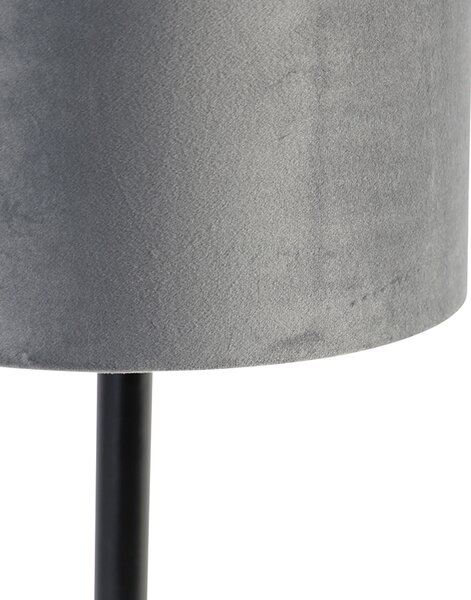 Lampada da tavolo moderna nera con paralume grigio 25 cm - Simplo